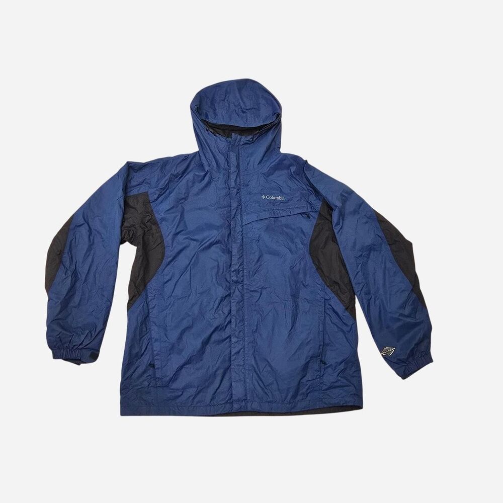 Columbia RT2135 Men's XL Tall Watertight Waterproof Hooded Rain Jacket Blue